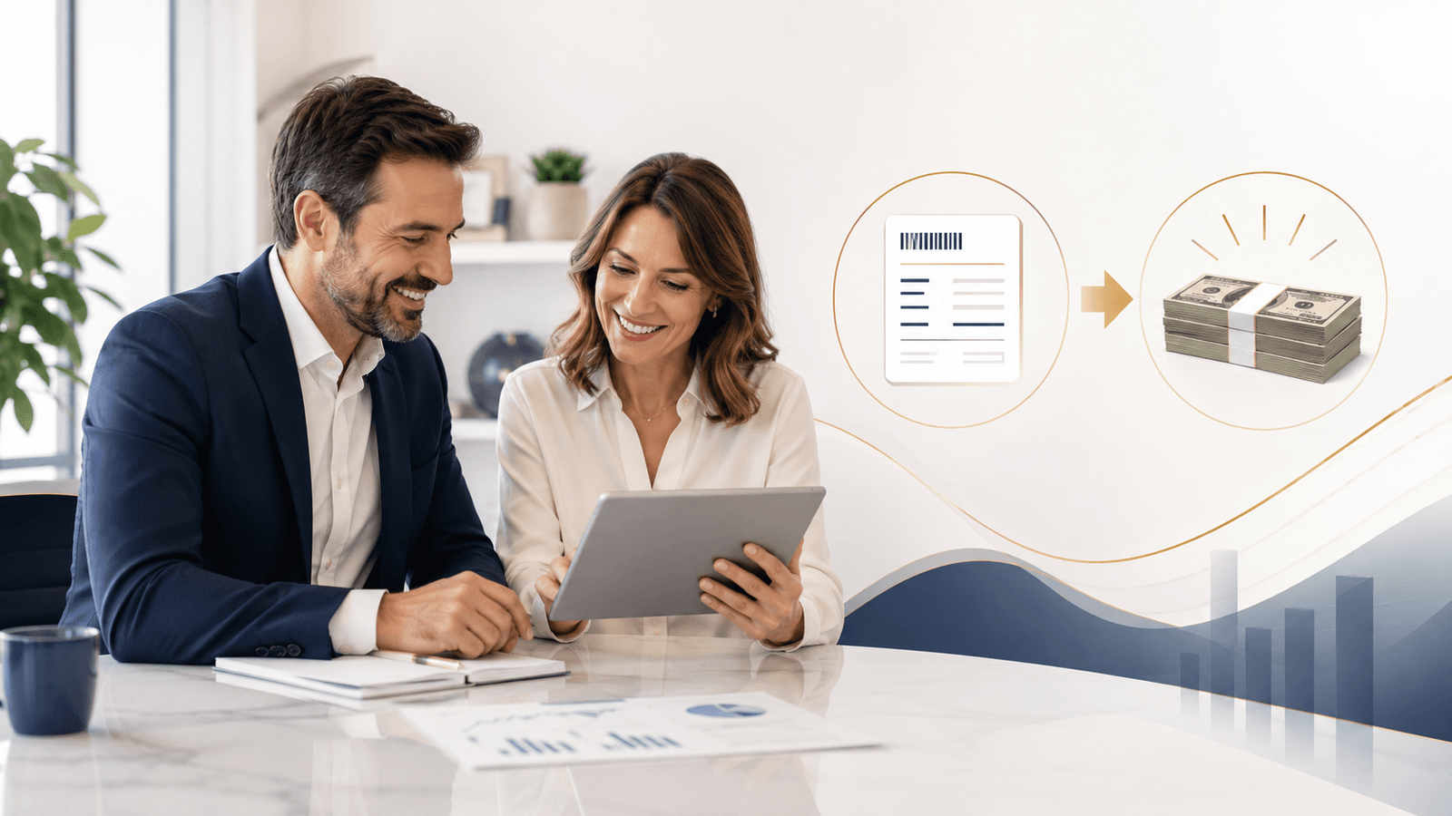 Equipe analisando operação de boleto garantido